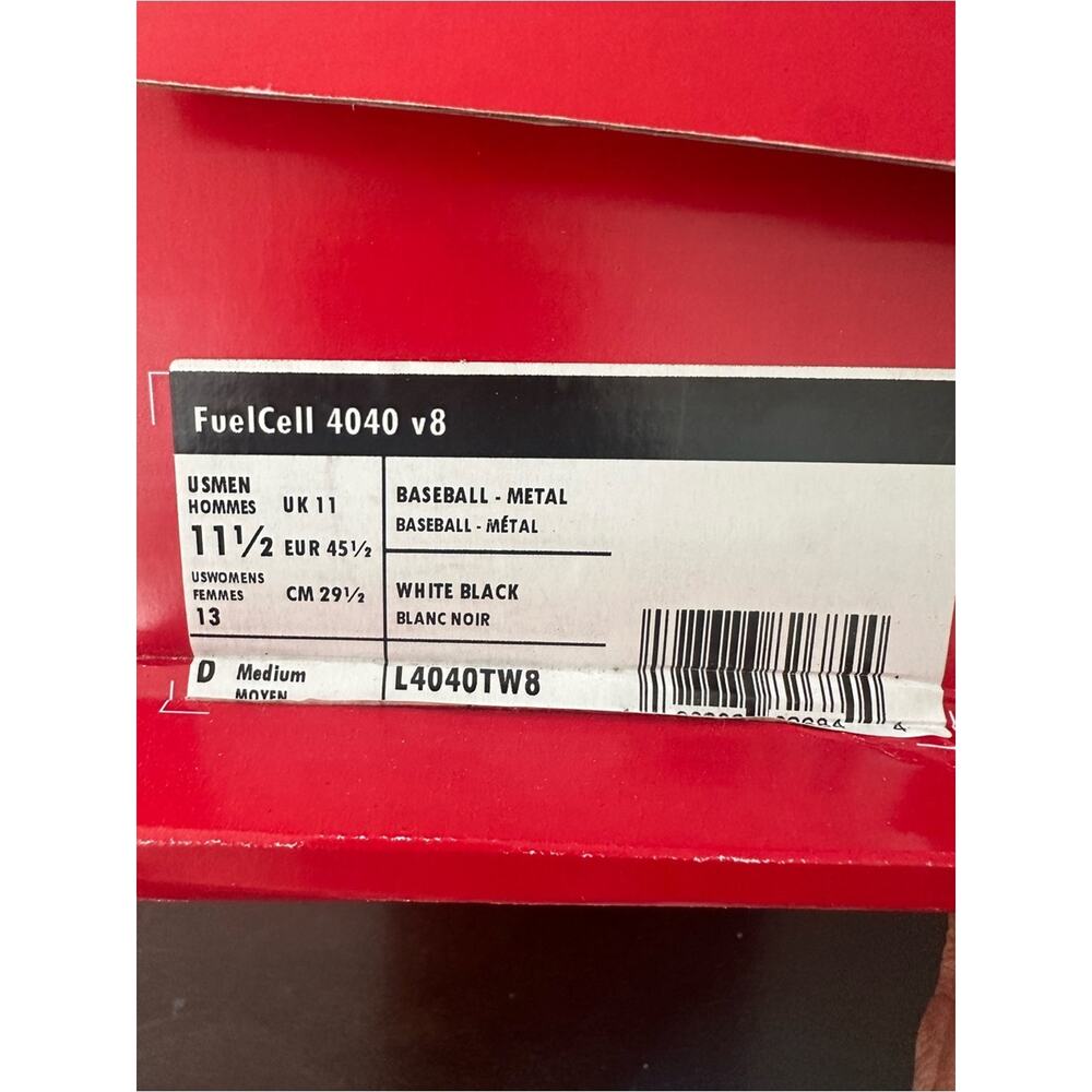 New Balance White Black Baseball Cleats - FuelCell 4040 NIB - Picture 3 of 13